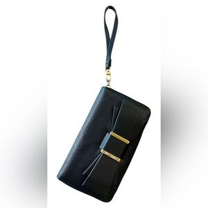 Betsy Johnson Black Bow Accent Wristlet